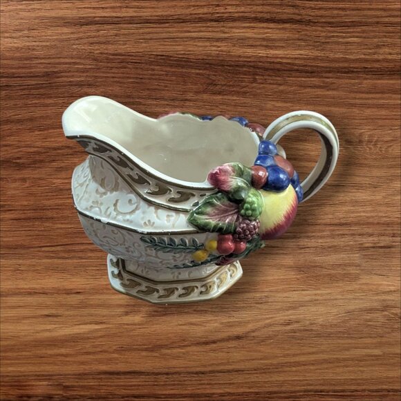 Fitz & Floyd Classics Handcrafted Creamer Pitcher Gravy Boat Fruit Basket Cerami - Picture 2 of 10
